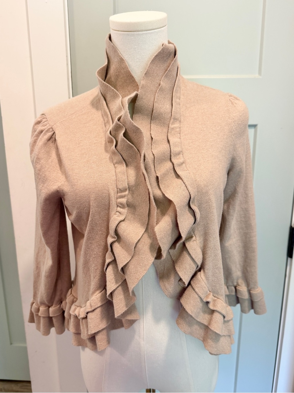 INC International Concepts Ruffle Cardigan Coquette Romantic Academia Feminine